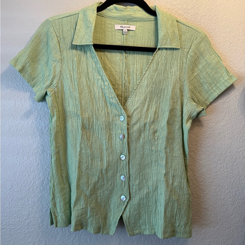 SOLD Madewell Sage Green Button-Down Top
